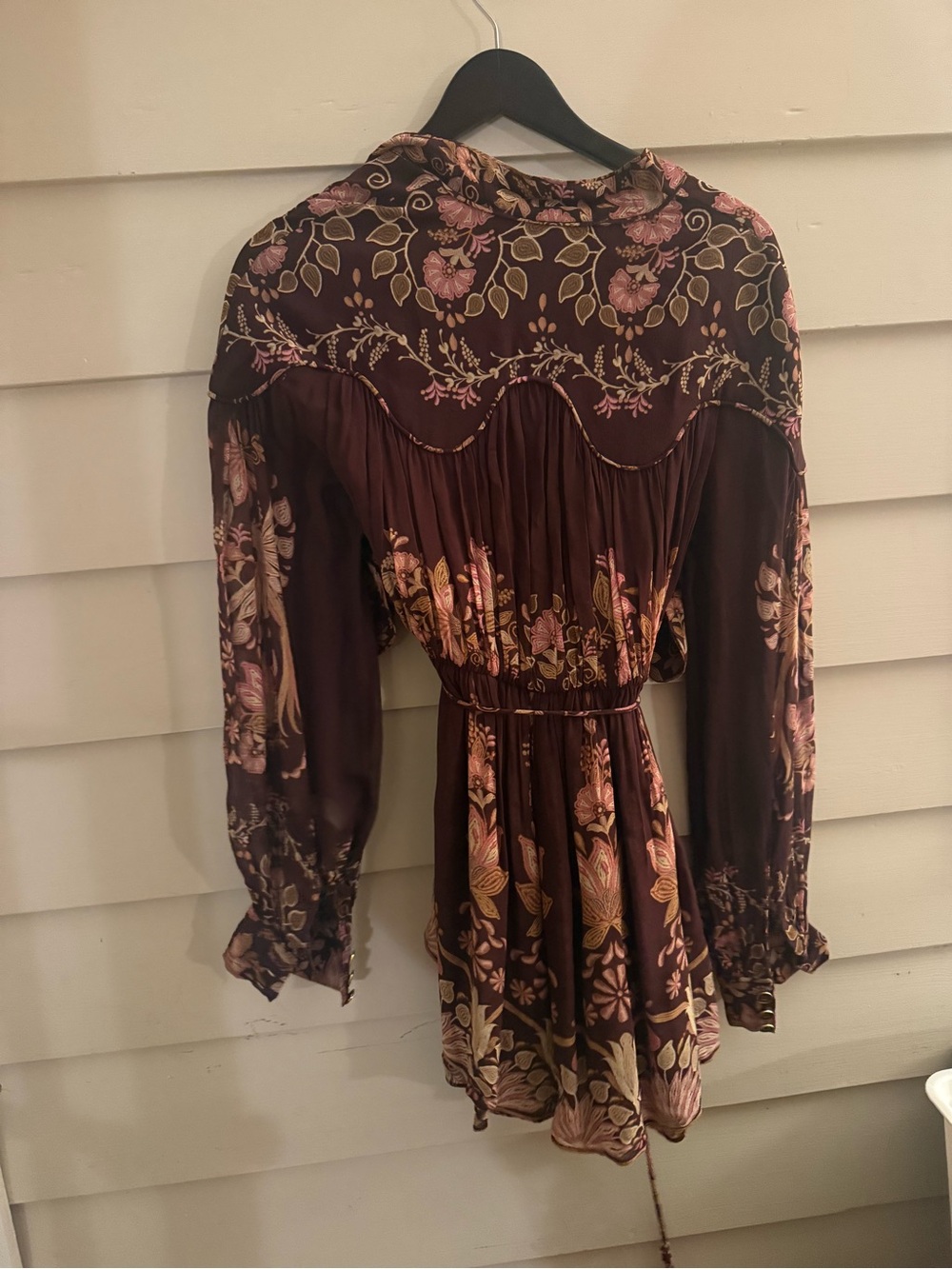 FARM Rio Bella Mini Dress | Burgundy Floral | Long Sleeve | Size XS | NWT - Picture 5 of 5